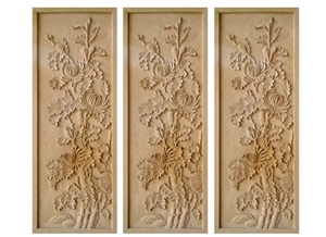 Wellest Yellow Sandstone Carved Relief, Flower Embossment, Stone Etching,Decorative Artifacts&Handcrafts,Bc012