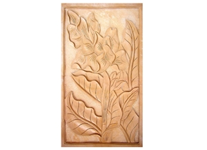 Wellest Yellow Sandstone Carved Relief, Flower Embossment, Stone Etching,Decorative Artifacts&Handcrafts,Bc023