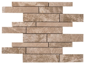 Emperador Light Marble Random Strip Mosaic
