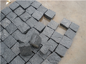 Gabbro - Ukrainian Black Granite, Black Granite Cube Stone & Pavers