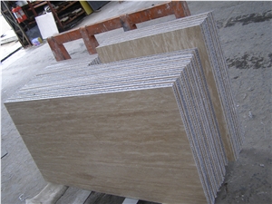 Aluminium Honeycomb Backed Stone Panel -Beige Travertine Stone Panel Aluminium Honeycomb Backed Stone Panel -Beige Travertine Stone Panel