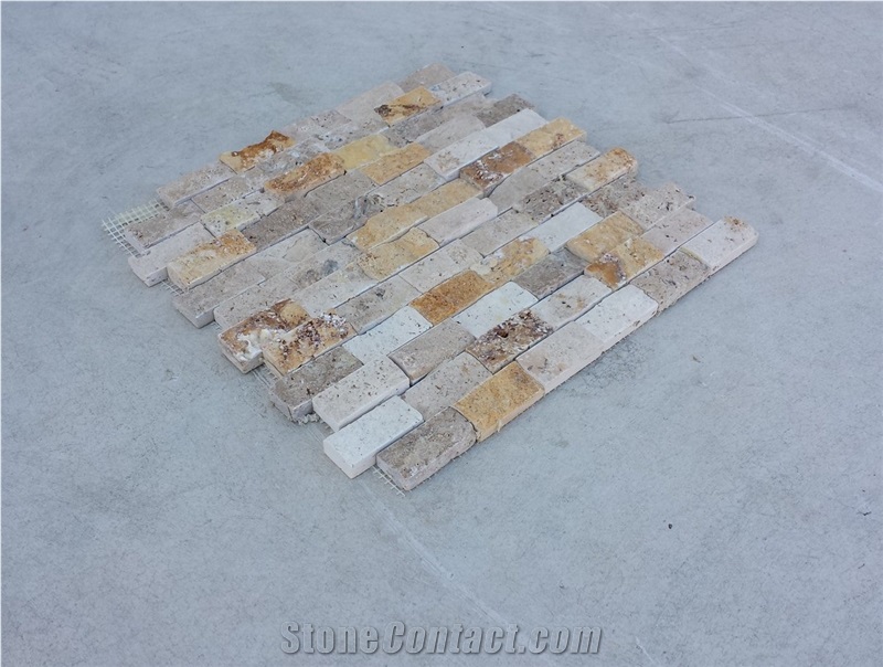 Mosaic Split Face Light Gold Noce Travertine Mix 2.4x4.8