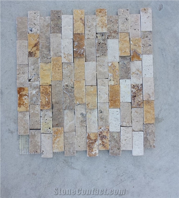 Mosaic Split Face Light Gold Noce Travertine Mix 2.4x4.8