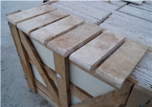 Pool Coping with Light Travertine 3.0x10x30.5 Honed Bullnose