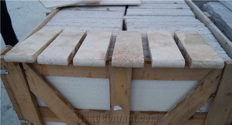 Pool Coping with Light Travertine 3.0x10x30.5 Honed Bullnose