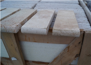 Pool Coping with Light Travertine 3.0x10x30.5 Honed Bullnose