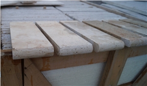 Pool Coping with Light Travertine 3.0x10x30.5 Honed Bullnose