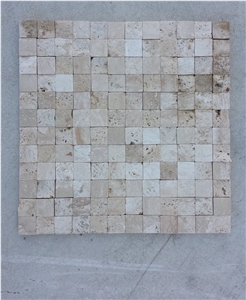 Split Face & Filled-Honed Mosaic Light Travertine 1.0x2.3x2.3