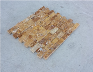 Split Face Mosaic Gold Travertine_2.4x4.8 Split Face Mosaic Gold Travertine_2.4x4.8