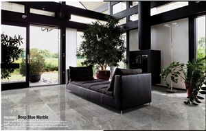 Tundra Grey / Deep Blue Marble Tiles