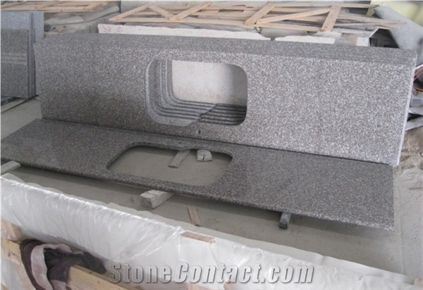 G664 Bainbrook Brown, Luoyuan Red, Prefabricate China Pink Granite Countertop with Undermount Sink Cutting