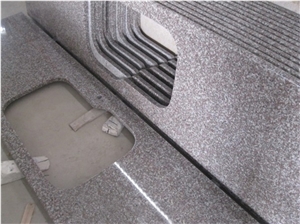 G664 Bainbrook Brown, Luoyuan Red, Prefabricate China Pink Granite Countertop with Undermount Sink Cutting