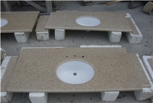G682 Vanity Top with Sink, Rusty Yellow, China Yellow Granite