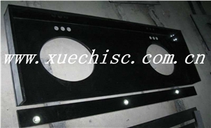 Shanxi Black Polish Granite Bath Tops, China Black Granite Vanity Tops