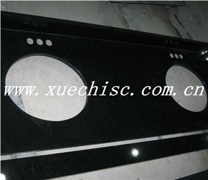 Top Sale Shanxi Black Granite Bathroom Vanity Top, China Black Granite