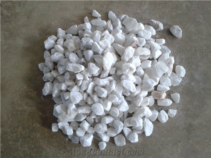 Machine Made White Marble Pebble 15-30 mm