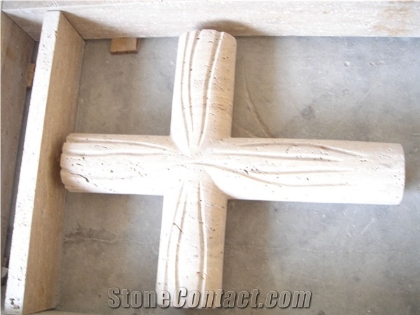 China Travertine Tombstone Monument, Beige Travertine Monument & Tombstones for Sale