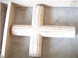 China Travertine Tombstone Monument, Beige Travertine Monument & Tombstones for Sale