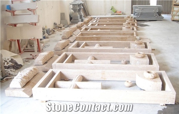 China Travertine Tombstone Monument, Beige Travertine Monument & Tombstones for Sale