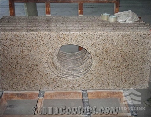 G682 Sunset Gold Granite Bathroom Countertop,G682 Granite Vanity Top for Sale,G682 Granite Bathroom Countertops