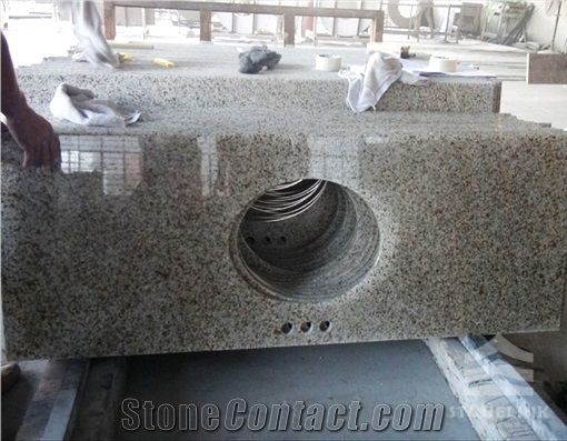 G682 Sunset Gold Granite Bathroom Countertop,G682 Granite Vanity Top for Sale,G682 Granite Bathroom Countertops