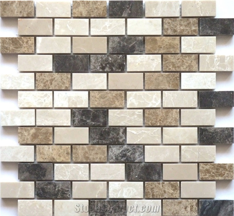 Mix Mosaic- Light-Beige-Marble-Light Emperador-Dark