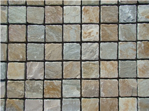 Chinese Slate Cube Stone & Pavers, Rusty Cobble Stone, Paving Stone