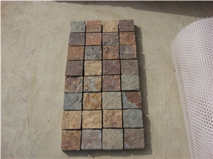 Chinese Slate Cube Stone & Pavers, Rusty Cobble Stone, Paving Stone