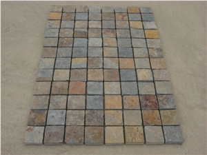 Chinese Slate Cube Stone & Pavers, Rusty Cobble Stone, Paving Stone