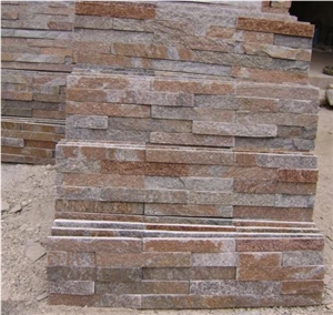 Rusty Quartzite Cultured Stone Wall Panels, Ledgestone Veneers, Quartzite Stacked Stone Wall Cladding
