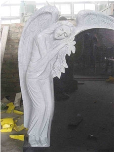 Tombstone & Monument,Chinese Carved Gravestone, Angel & Heart Tombtones