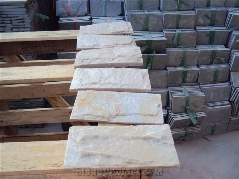 Beige Quartzite Mushroomed Wall Stone
