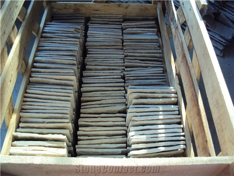 Beige Quartzite Mushroomed Wall Stone