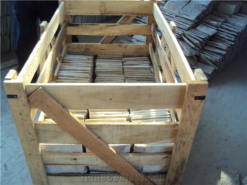Beige Quartzite Mushroomed Wall Stone
