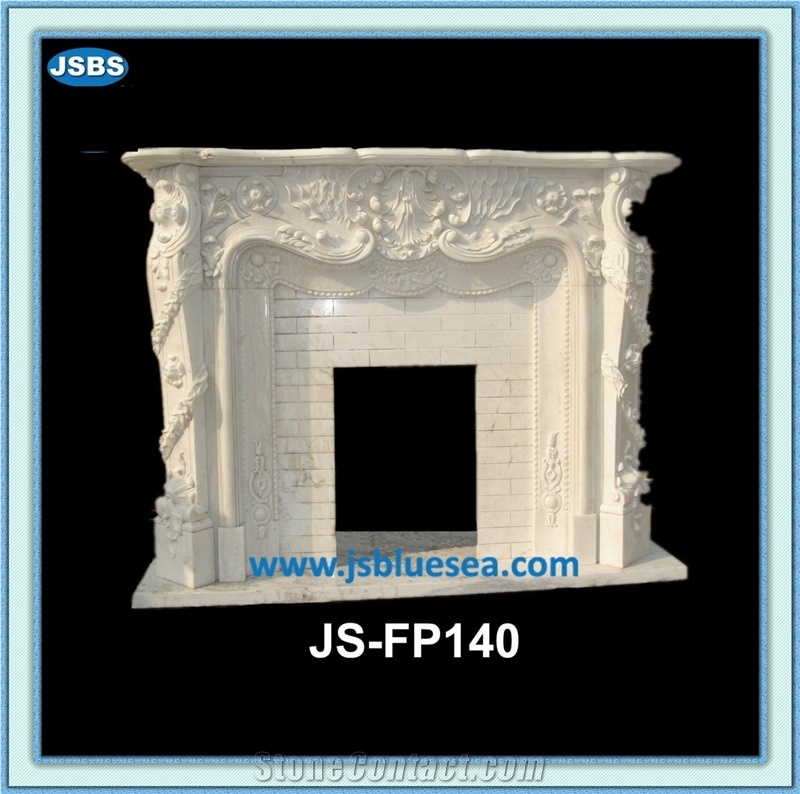 Antique White Marble Fireplace Frame, Natural White Marble Fireplaces