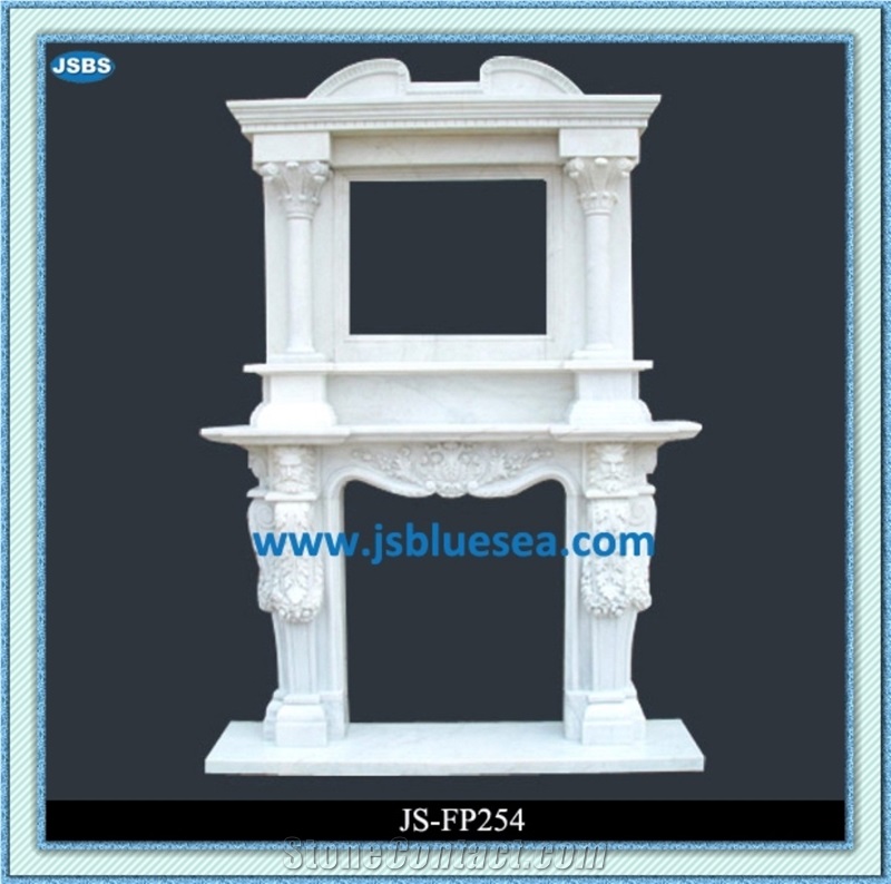 Antique White Marble Fireplace Frame, Natural White Marble Fireplaces