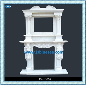 Antique White Marble Fireplace Frame, Natural White Marble Fireplaces