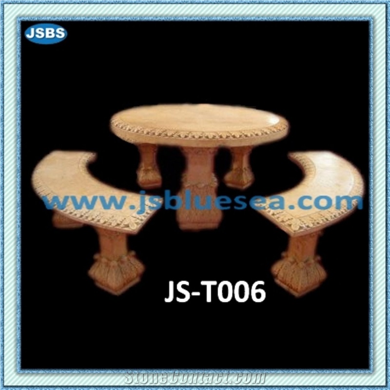 Carved Natural Stone Tables and Benches, Natural Marble Benches