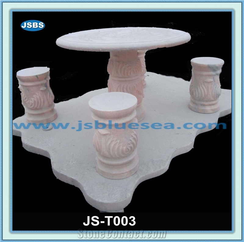Carved Natural Stone Tables and Benches, Natural Marble Benches