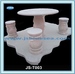 Carved Natural Stone Tables and Benches, Natural Marble Benches