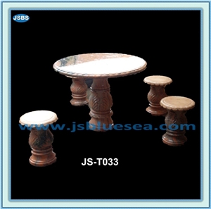 Carved Natural Stone Tables and Benches, Natural Marble Benches
