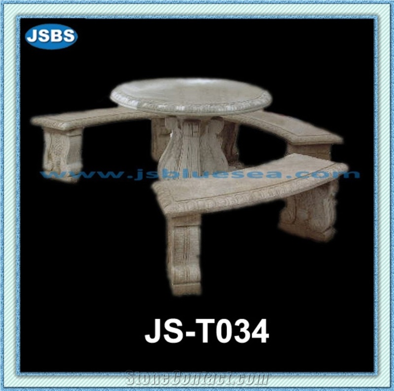 Carved Natural Stone Tables and Benches, Natural Marble Benches