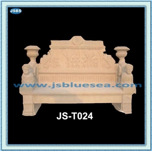 Garden Stone Bench, Natural Yellow Marble Bench