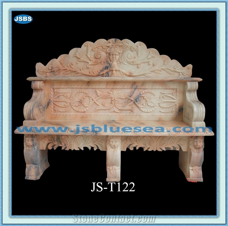 Garden Stone Bench, Natural Yellow Marble Bench
