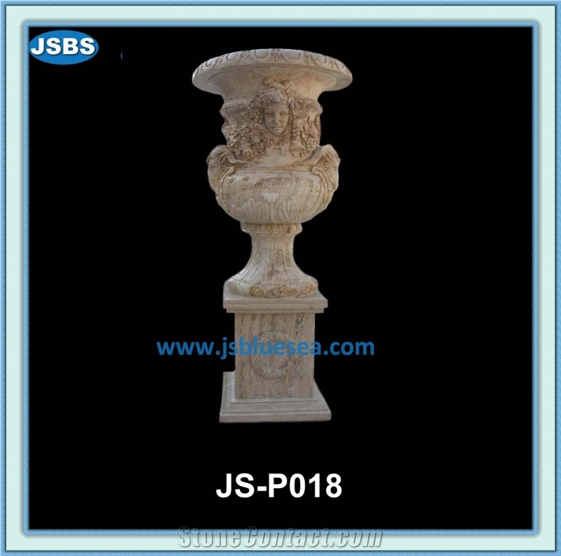 Garden White Marble Planter, Natural White Marble Planters