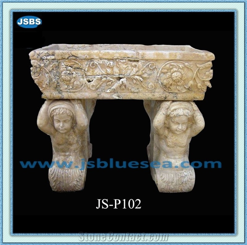 Garden White Marble Planter, Natural White Marble Planters