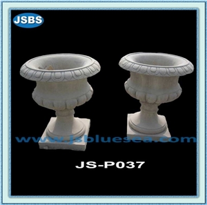 Natural White Marble Flower Pots
