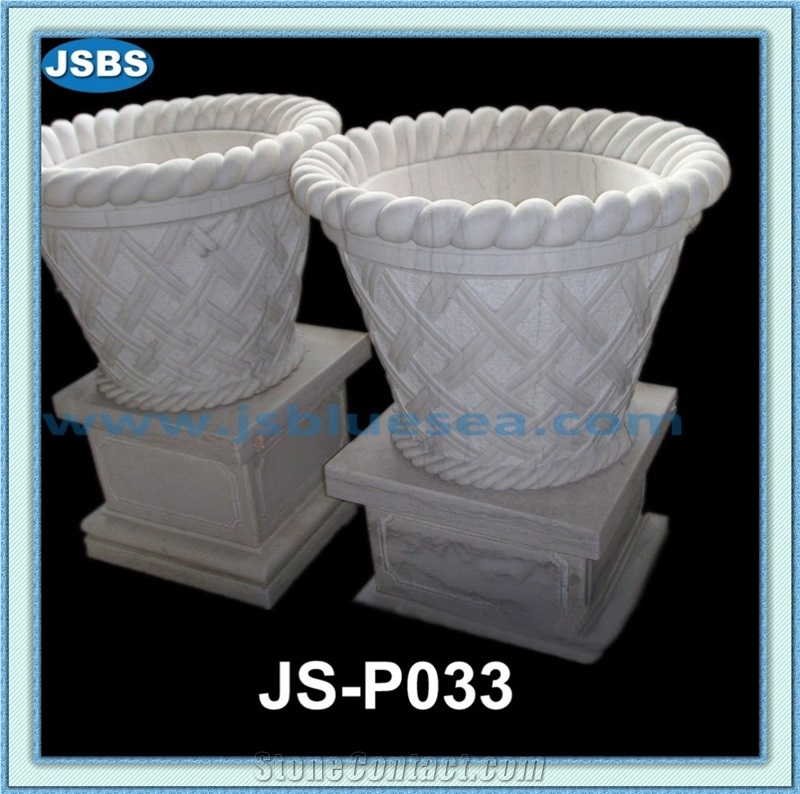 Natural White Stone Planter, Natural Marble Planters