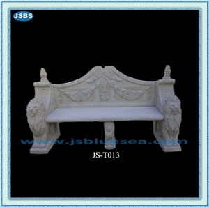 Outdoor Stone Garden Bench, Natural White Marble Garden Bench