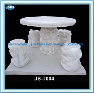 Outdoor Stone Tables and Benches, Natural White Marble Benches